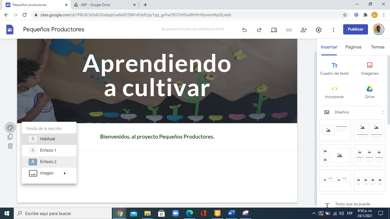 cómo crear una web para un ABP o aprendizaje basado en proyecto paso a paso.