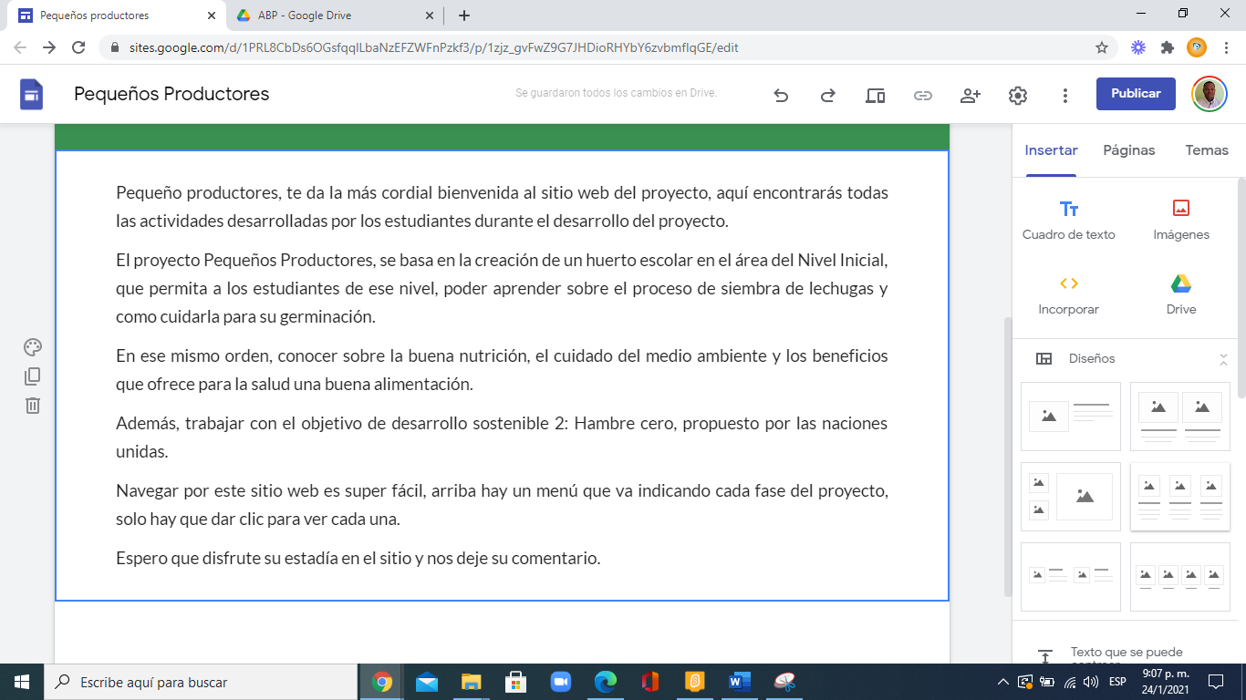 cómo crear una web para un ABP o aprendizaje basado en proyecto paso a paso.