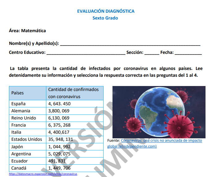 EVALUACIÓN DIAGNÓSTICA SEXTO CICLO AÑO ESCOLAR 2021 2022