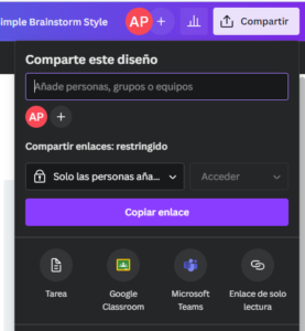 compartir link pizarra online canva