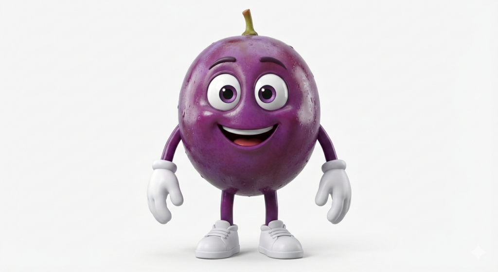 Uva animada en 3D creada con IA